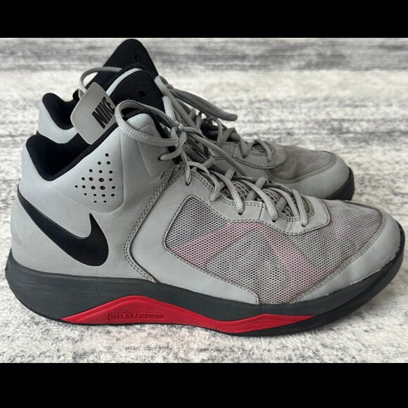 NIKE DUAL FUSION BASKETBALL STADIUM GREY BLACK RED ANTHRACITE SIZE 11 - Picture 1 of 9